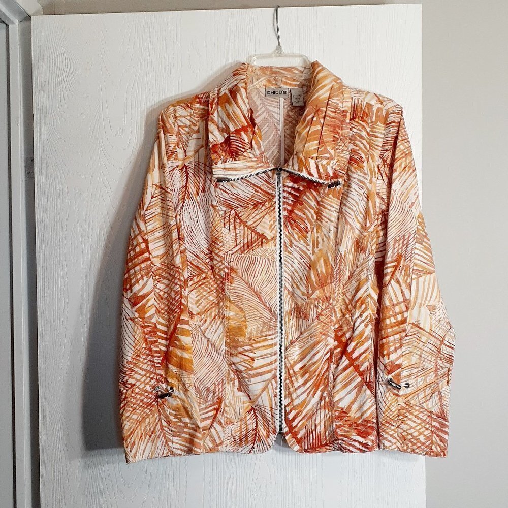 WOMEN'S CHICO'S Casual Cotton Zippered Jacket; Slim Fit; Size 1